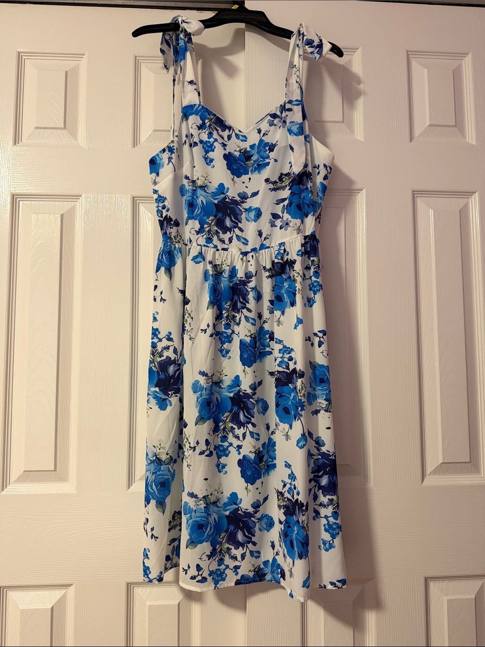 Blue Floral Tie-Shoulder Sundress